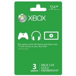 Xbox 360 Live Subscription Gold Card