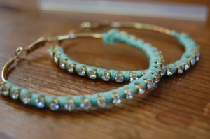DIY Flossed Rhinestone Hoop Earrings